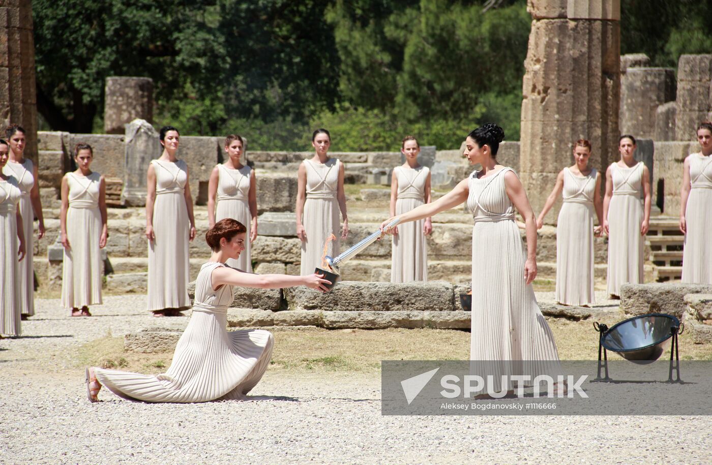 Rehearsal of Olympic flame lighting in Greece for London Games