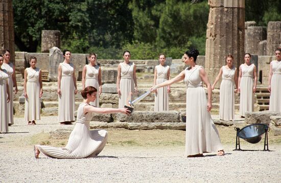 Rehearsal of Olympic flame lighting in Greece for London Games