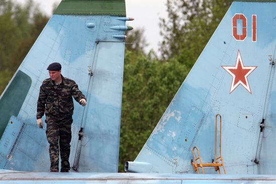 Sukhoi 27 jets in training flights