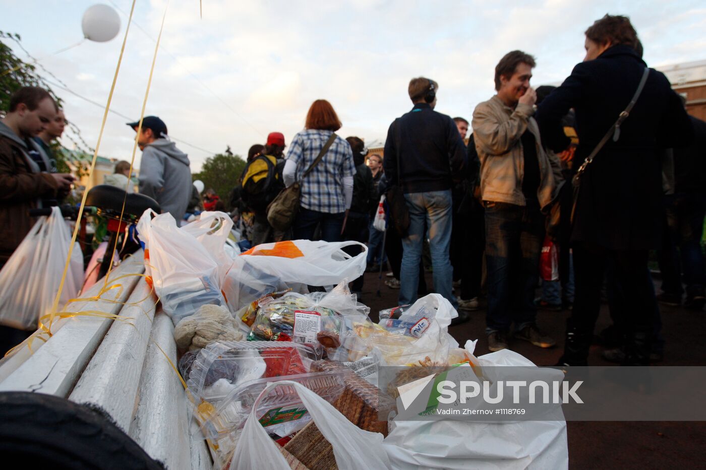 Protesters camp on St. Isaac's Square in St. Petersburg