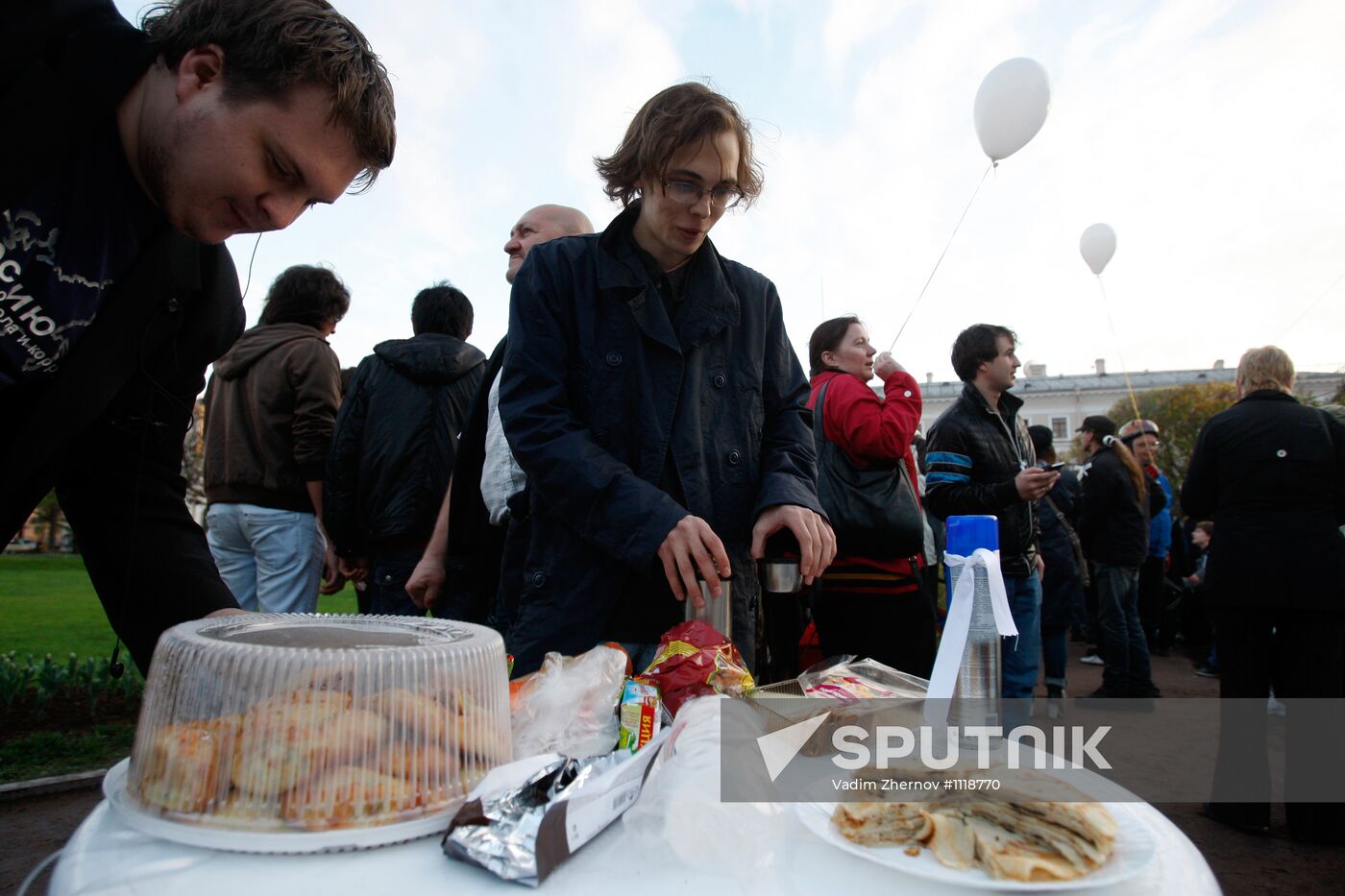 Protesters camp on St. Isaac's Square in St. Petersburg