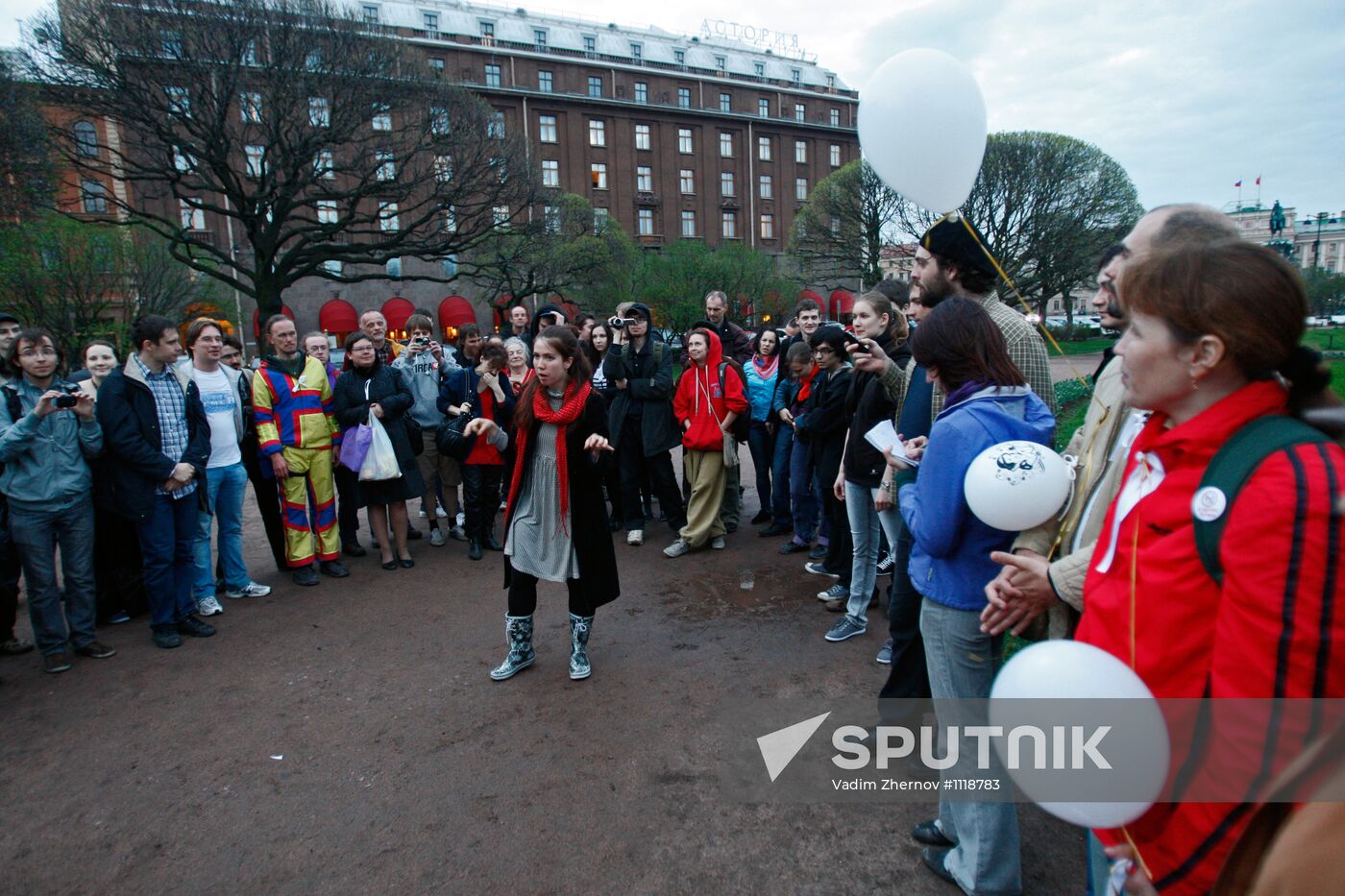 Protesters camp on St. Isaac's Square in St. Petersburg