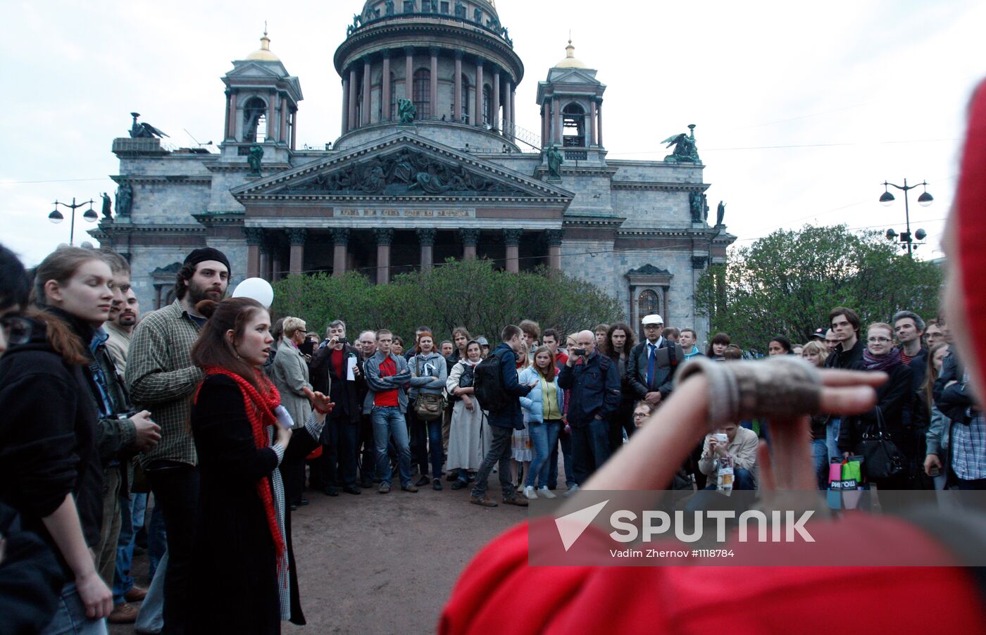 Protesters camp on St. Isaac's Square in St. Petersburg