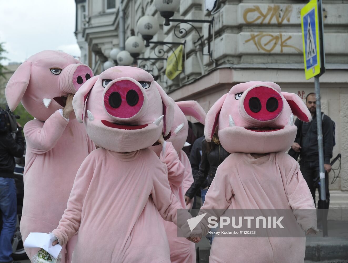 "Piglets' Protest" movement rally on Rozhdestvensky Boulevard
