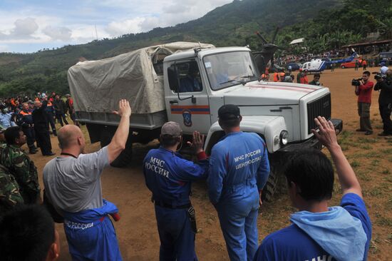 Search operation at Sukhoi SuperJet-100 crash site