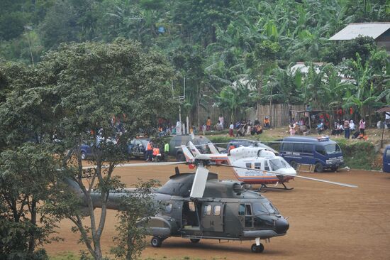 Search operation at crash site of Sukhoi SuperJet-100 airliner