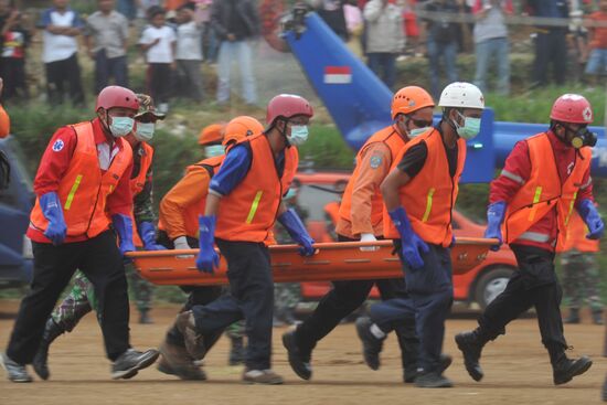 Search operation at crash site of Sukhoi SuperJet-100 airliner