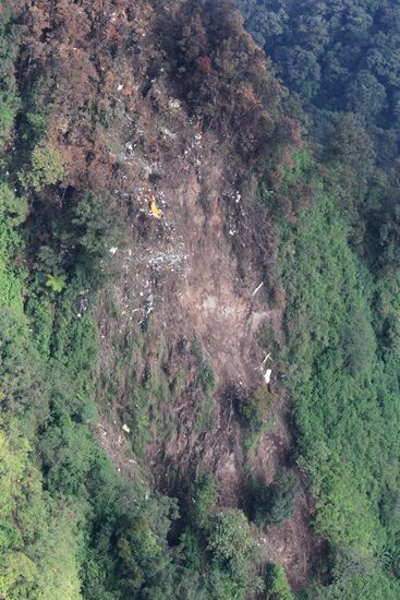 Wreckage site of Russian Sukhoi Superjet-100 plane