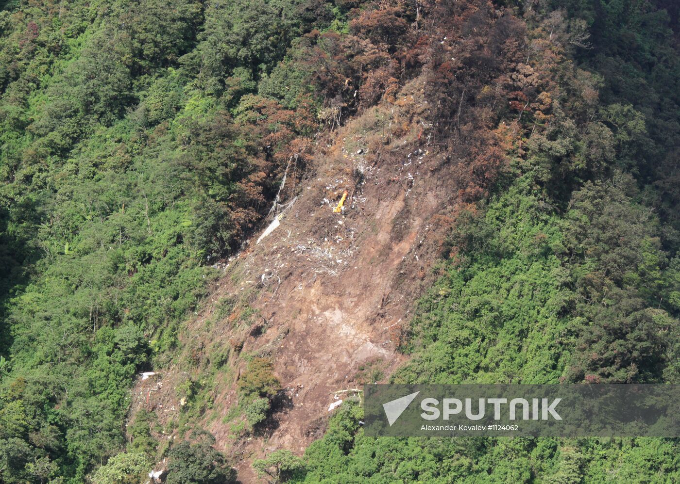 Crash site of Russia's Sukhoi Superjet 100