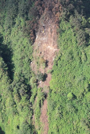 Wreckage site of Russian Sukhoi Superjet-100 plane