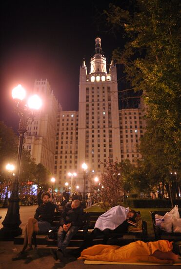 Opposition camp in park off Barrikadnaya subway station
