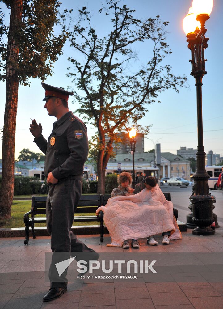 Opposition camp in park off Barrikadnaya subway station