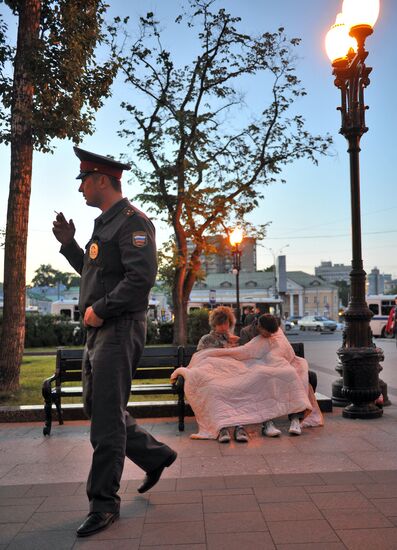 Opposition camp in park off Barrikadnaya subway station