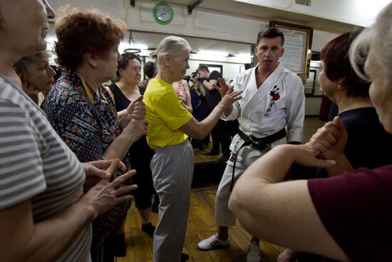 Martial arts class for retirees in Tomsk