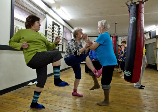 Martial arts class for retirees in Tomsk