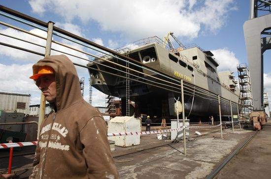 Landing craft "Ivan Gren" at Yantar Shipyard