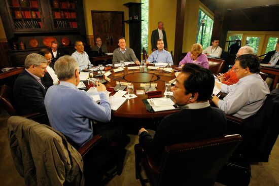Dmitry Medvedev attends G8 summit. Day 2