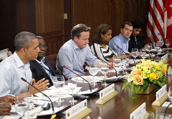 Dmitry Medvedev attends G8 summit. Day 2