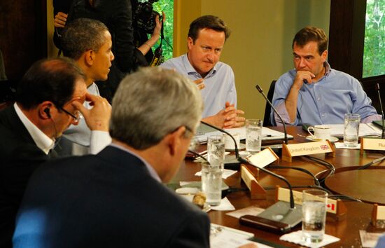 Dmitry Medvedev at the G-8 summit. Second Day