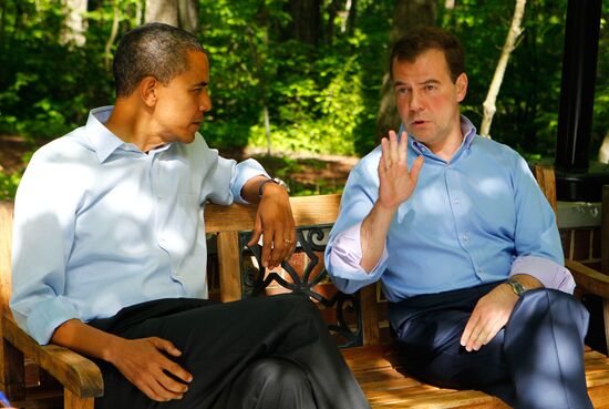 Dmitry Medvedev at the G-8 summit. Second Day