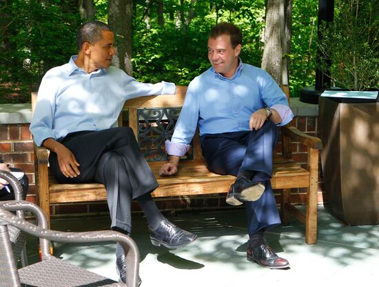 Dmitry Medvedev at the G-8 summit. Second Day