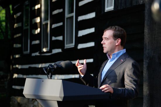 Dmitry Medvedev attends G8 summit. Day 2