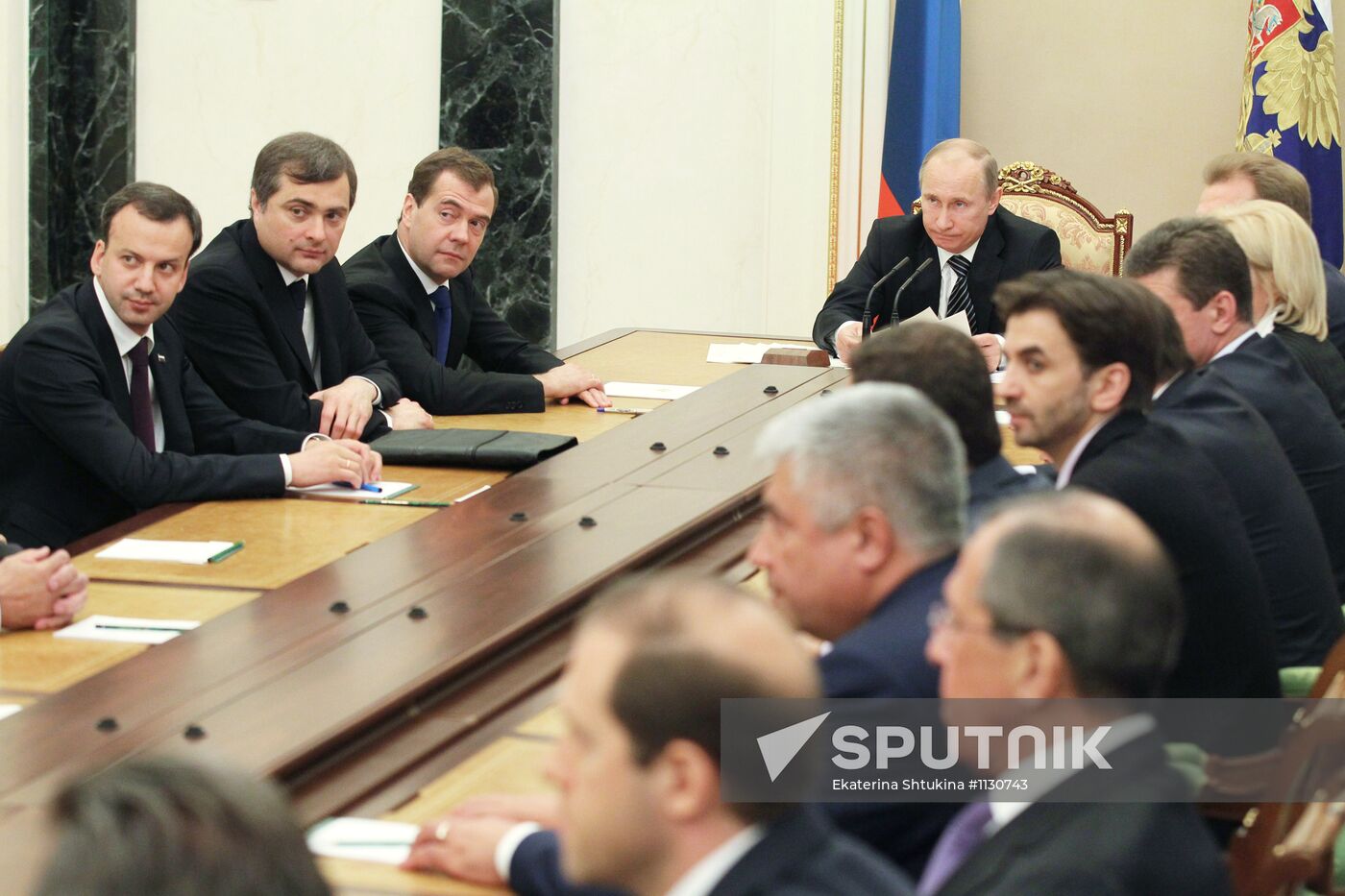 Vladimir Putin meets with members of the government