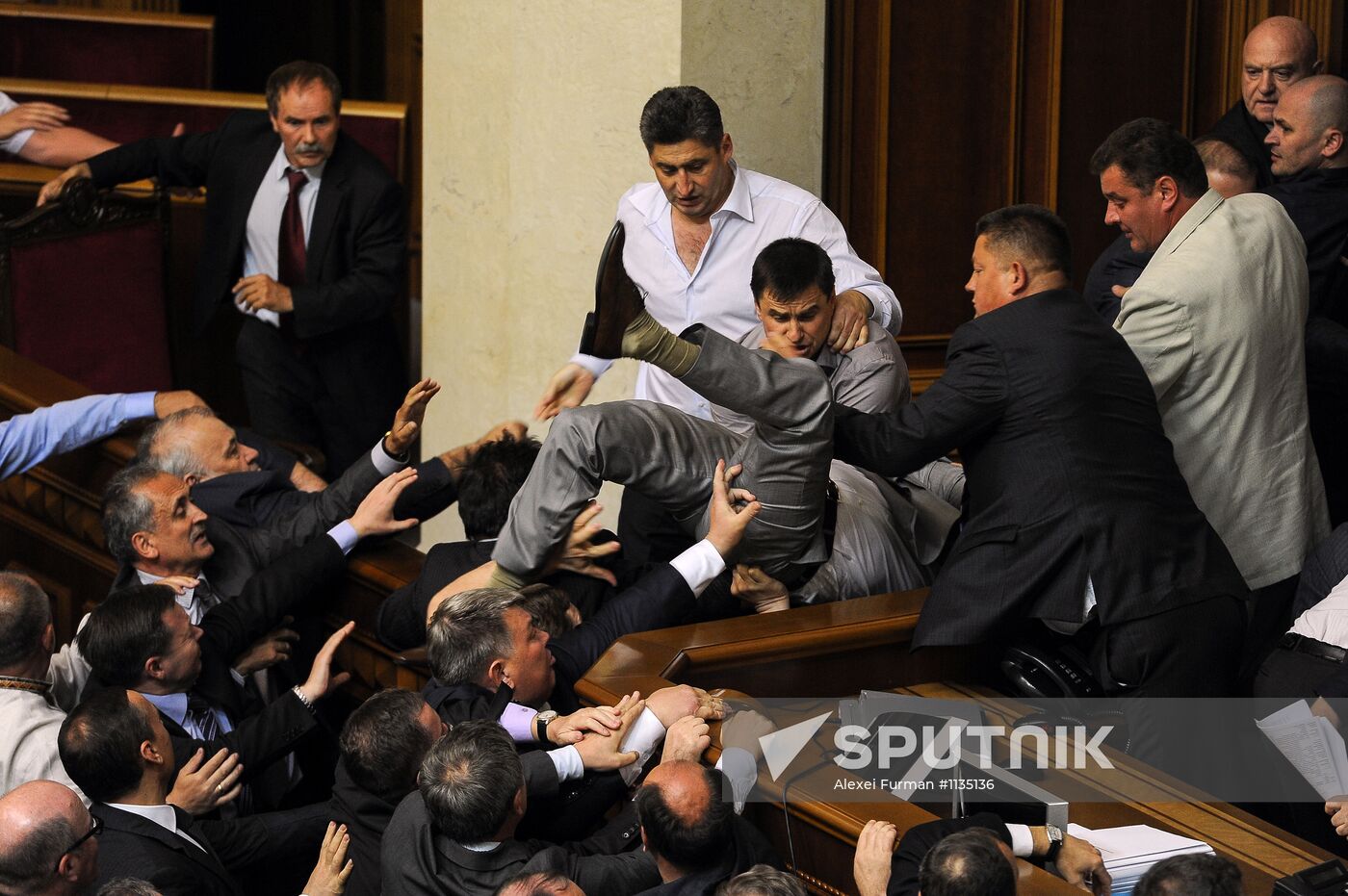 Fighting in Verkhovna Rada in Kiev
