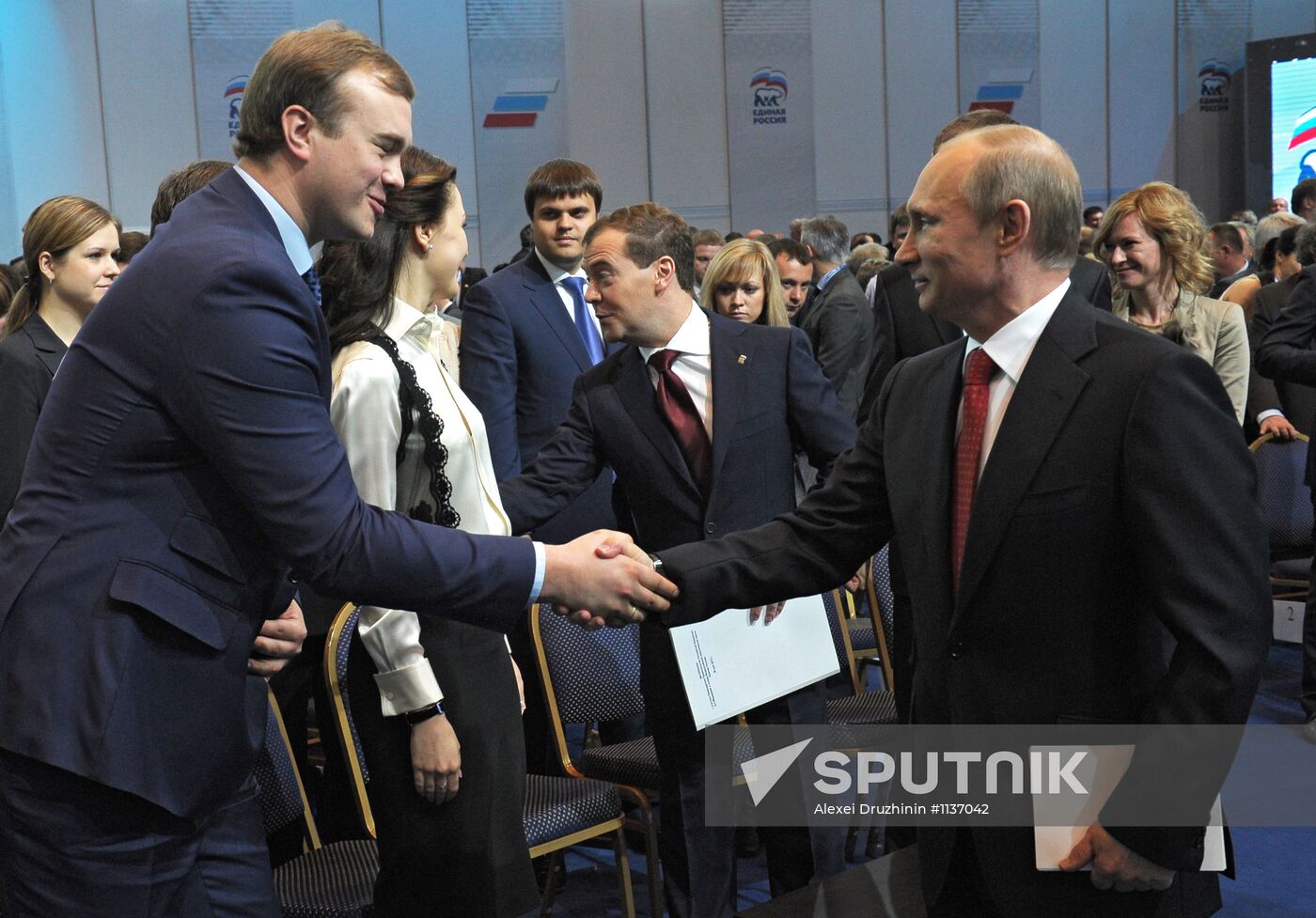 Putin and Medvedev at the 13th United Russia party conference