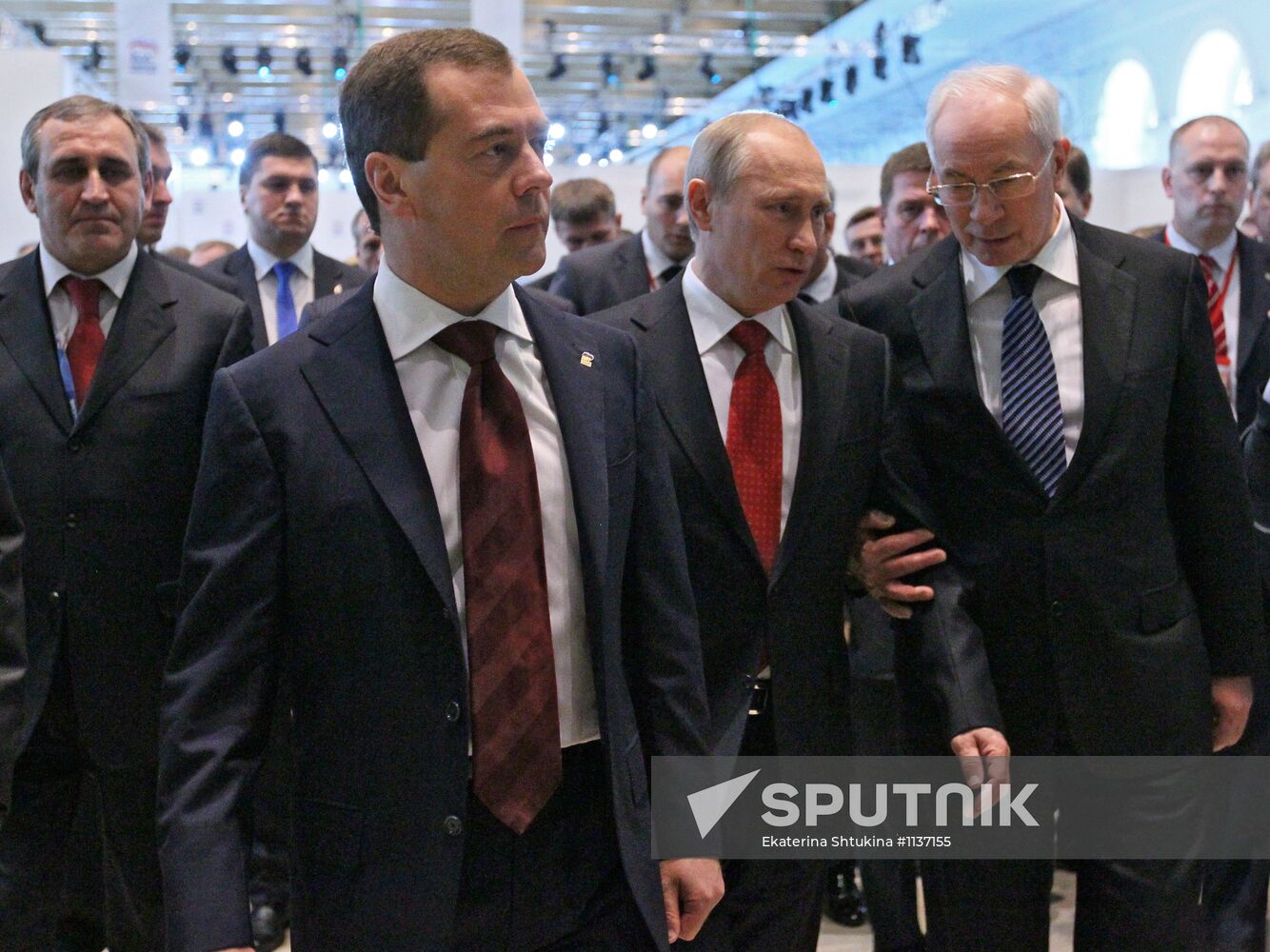 V. Putin and D. Medvedev at 13th United Russia conference