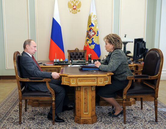 Vladimir Putin meets with Valentina Matviyenko