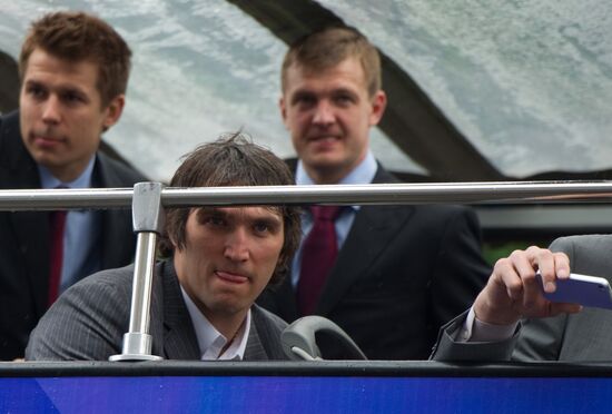 Russian national hockey team celebration parade in Moscow