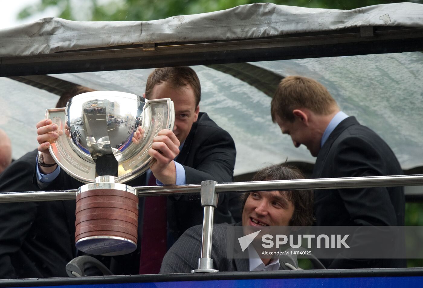 Russian national hockey team celebration parade in Moscow