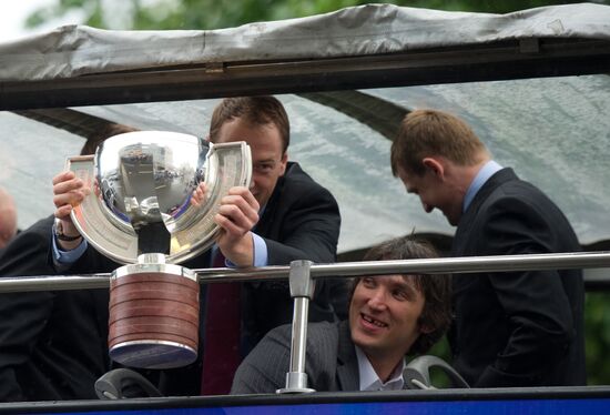 Russian national hockey team celebration parade in Moscow