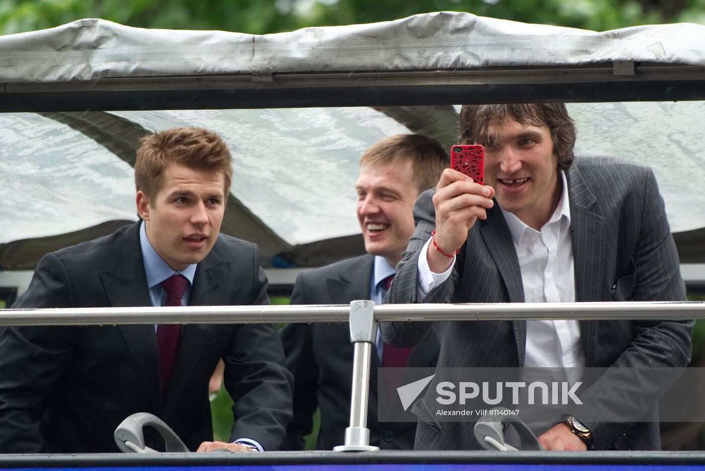 Celebrating Russian national hockey team's victory, Moscow