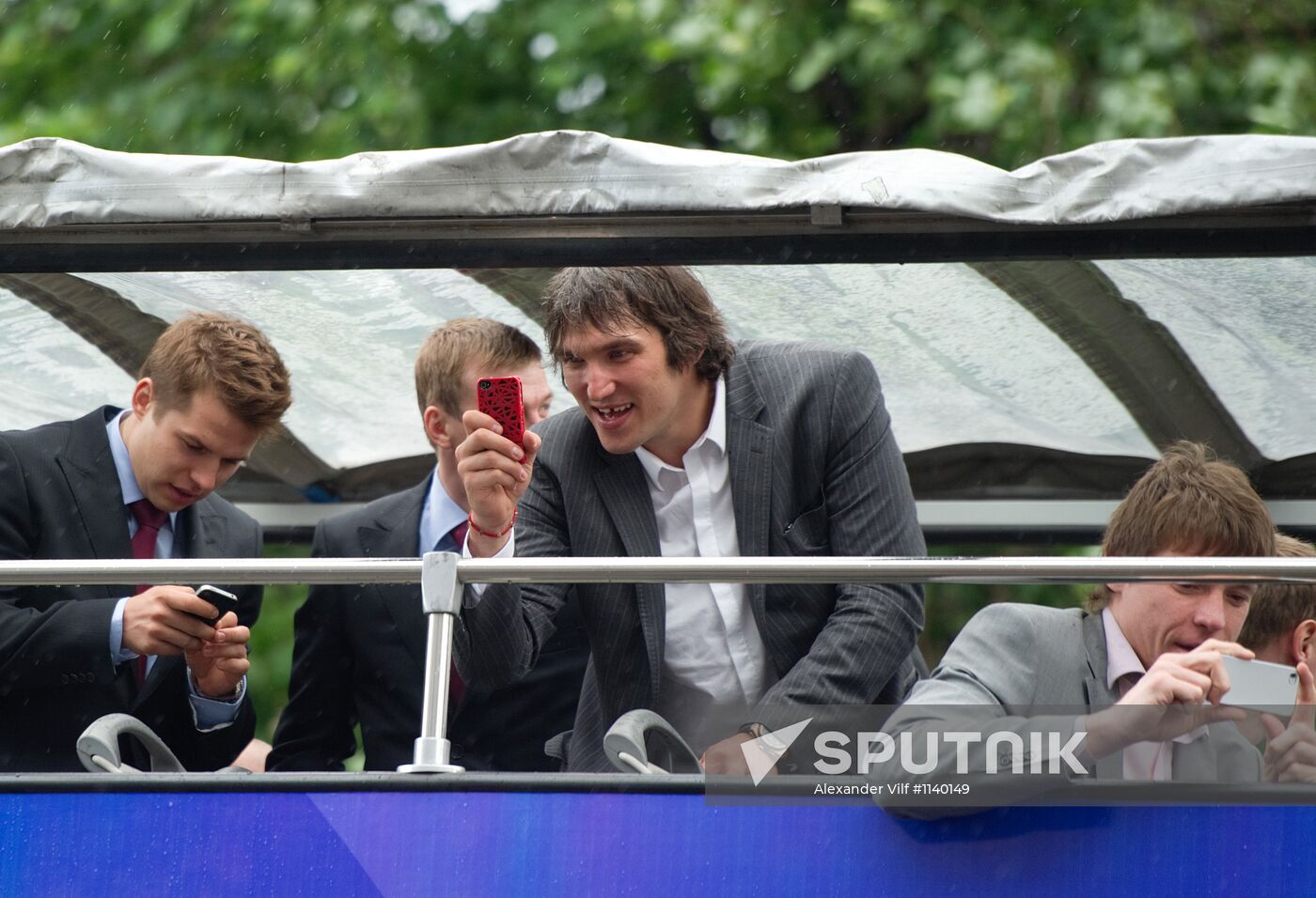 Celebrating Russian national hockey team's victory, Moscow