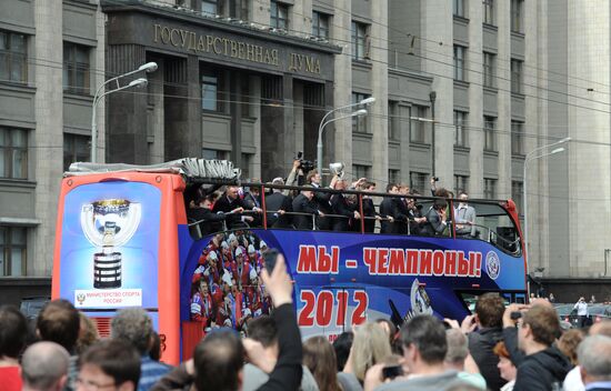 Honoring Russian national hockey team in Moscow