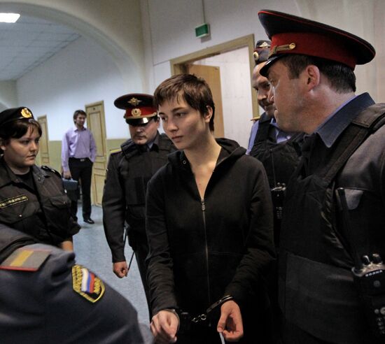 Opposition activist Alexandra Dukhanina in Basmanny court Moscow