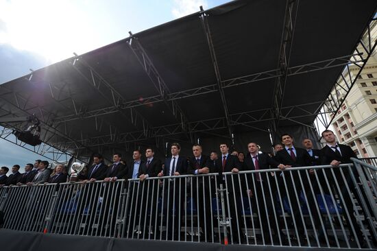 Russian national hockey team celebration parade in Moscow