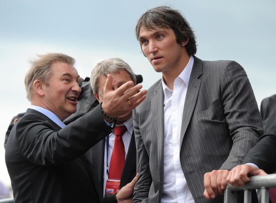 Russian national hockey team celebration parade in Moscow