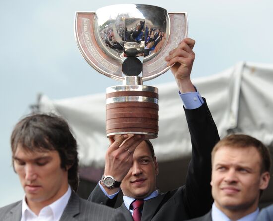 Russian national hockey team celebration parade in Moscow