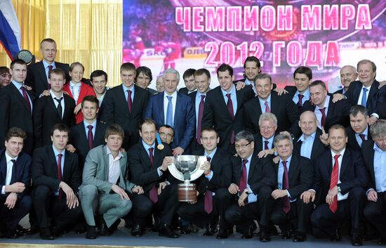 Russian national hockey team celebration parade in Moscow