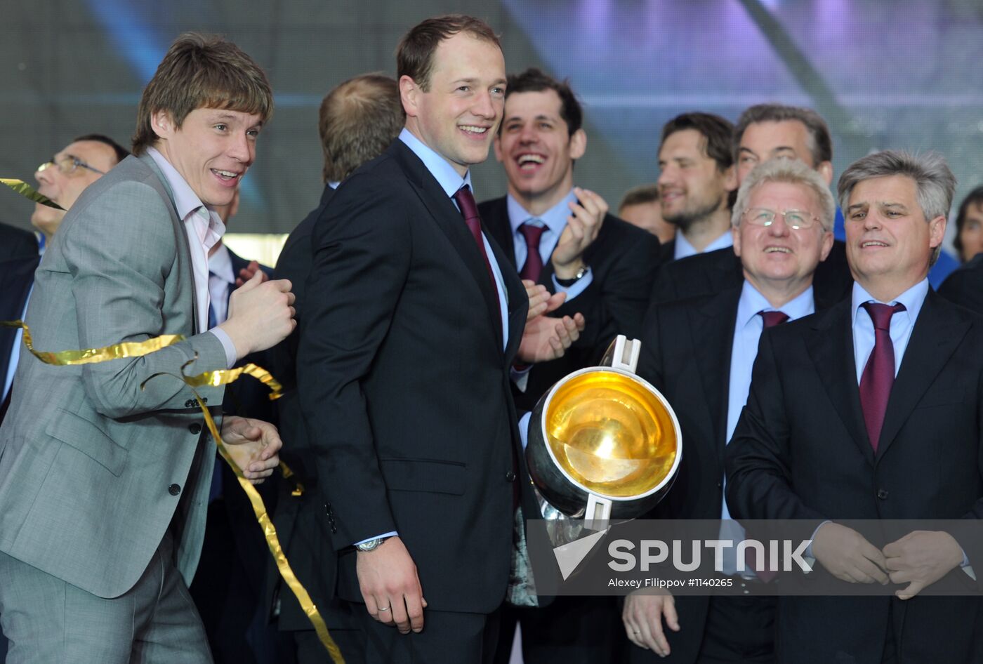 Russian national hockey team celebration parade in Moscow