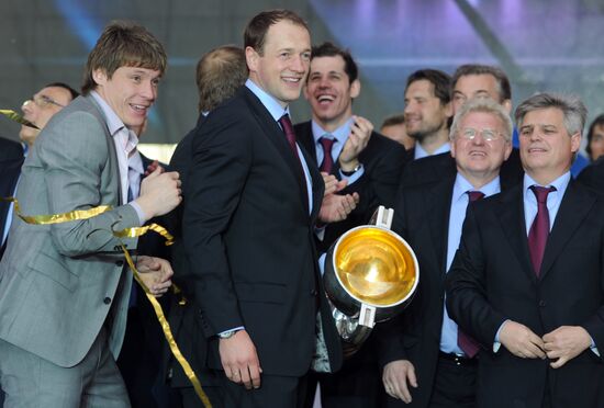Russian national hockey team celebration parade in Moscow
