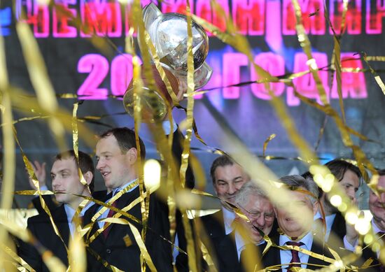 Russian national hockey team celebration parade in Moscow