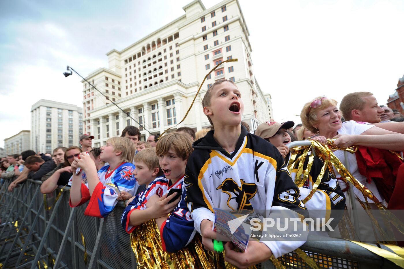 Russian national hockey team celebration parade in Moscow