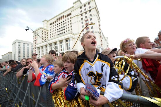 Russian national hockey team celebration parade in Moscow