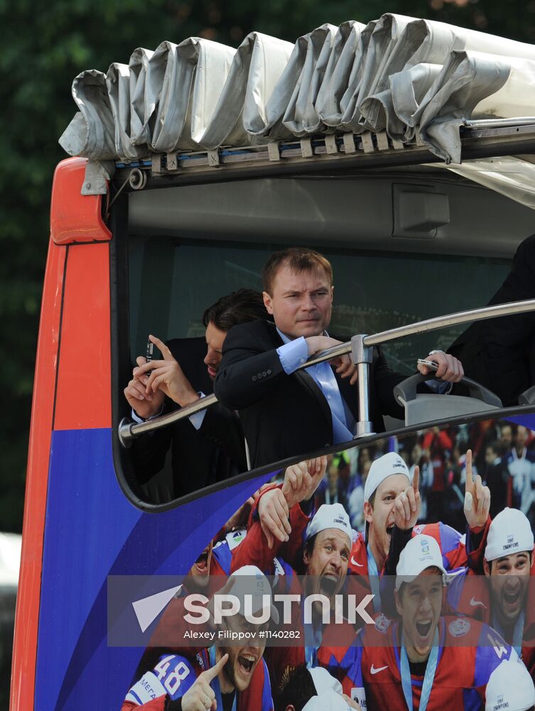 Russian national hockey team celebration parade in Moscow