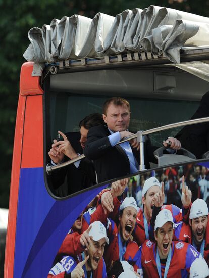 Russian national hockey team celebration parade in Moscow