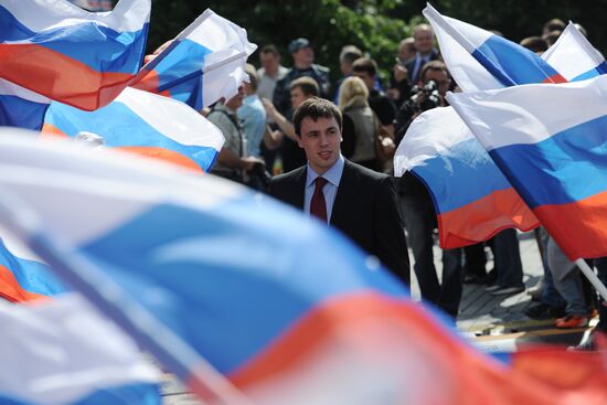 Russian national hockey team celebration parade in Moscow